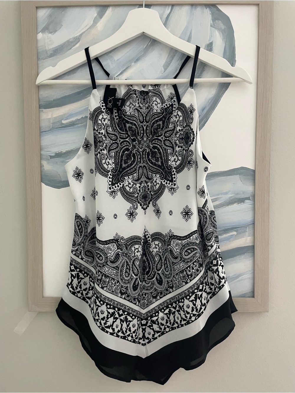 BCX Black & White Paisley Halter Cami